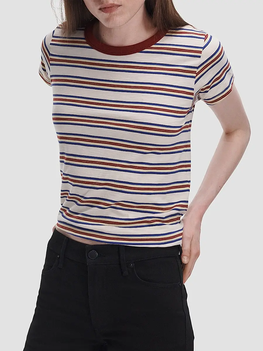 rag & bone Women's The Slub Striped Pima Cotton T-Shirt | Thumbnail 4 rag & bone Women's The Slub Striped Pima Cotton T-Shirt | Thumbnail 4
