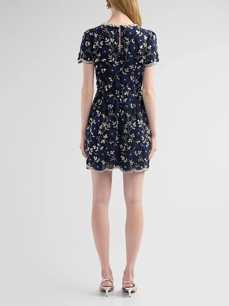 Milly Women's Daisy Sequined Floral Minidress | Thumbnail 3 Milly Women's Daisy Sequined Floral Minidress | Thumbnail 3