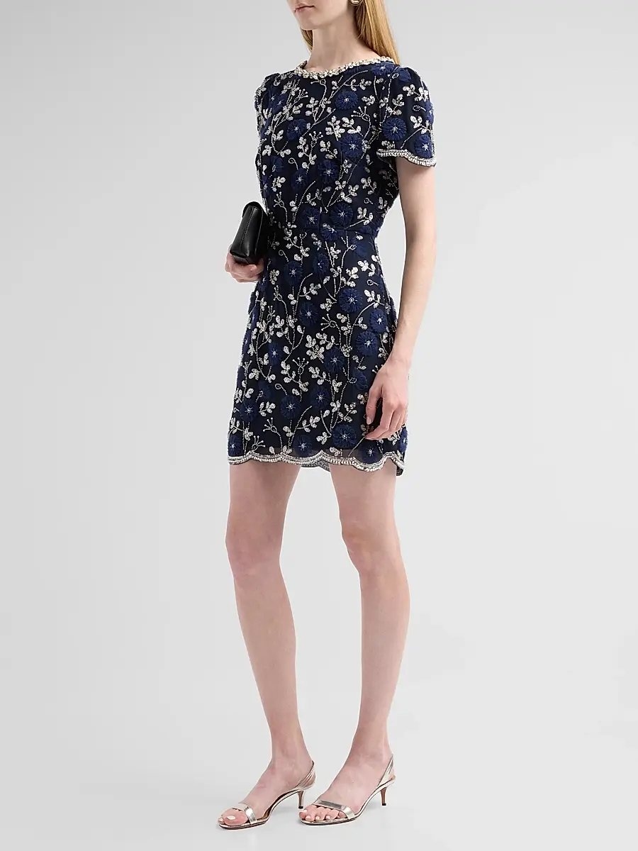 Milly Women's Daisy Sequined Floral Minidress | Thumbnail 4 Milly Women's Daisy Sequined Floral Minidress | Thumbnail 4