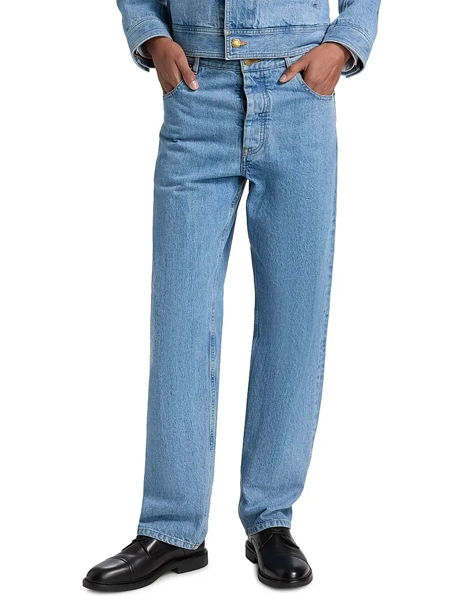 Thom Browne Men's Washed Selvedge Denim Straight-Leg Jeans | Thumbnail 3