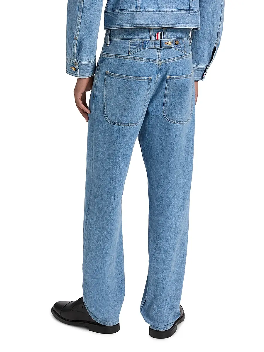 Thom Browne Men's Washed Selvedge Denim Straight-Leg Jeans | Thumbnail 5