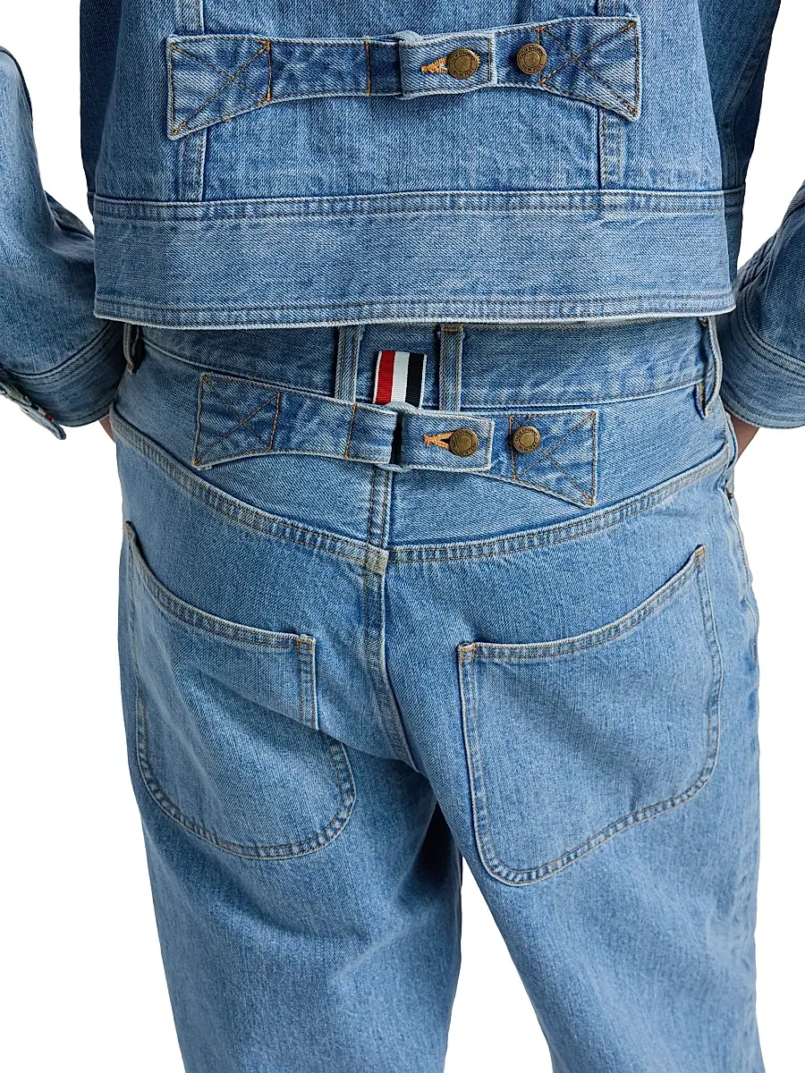 Thom Browne Men's Washed Selvedge Denim Straight-Leg Jeans | Thumbnail 6