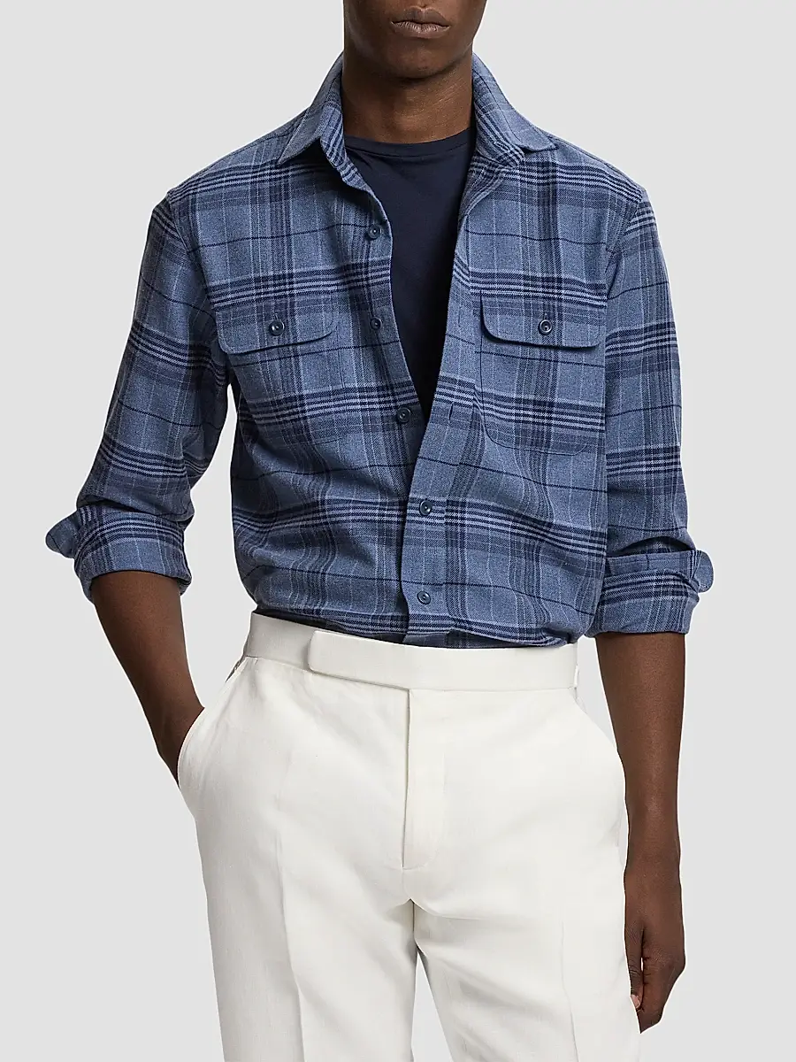 Ralph Lauren Purple Label Men's Blanket Plaid Cotton-Flannel Shirt | Thumbnail 4 Ralph Lauren Purple Label Men's Blanket Plaid Cotton-Flannel Shirt | Thumbnail 4