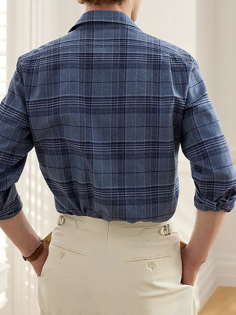 Ralph Lauren Purple Label Men's Blanket Plaid Cotton-Flannel Shirt | Thumbnail 8 Ralph Lauren Purple Label Men's Blanket Plaid Cotton-Flannel Shirt | Thumbnail 8