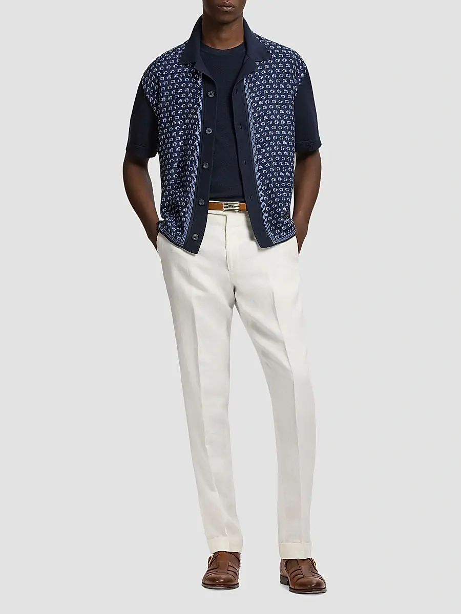 Ralph Lauren Purple Label Men's Camp-Collar Short-Sleeve Cardigan | Thumbnail 2 Ralph Lauren Purple Label Men's Camp-Collar Short-Sleeve Cardigan | Thumbnail 2