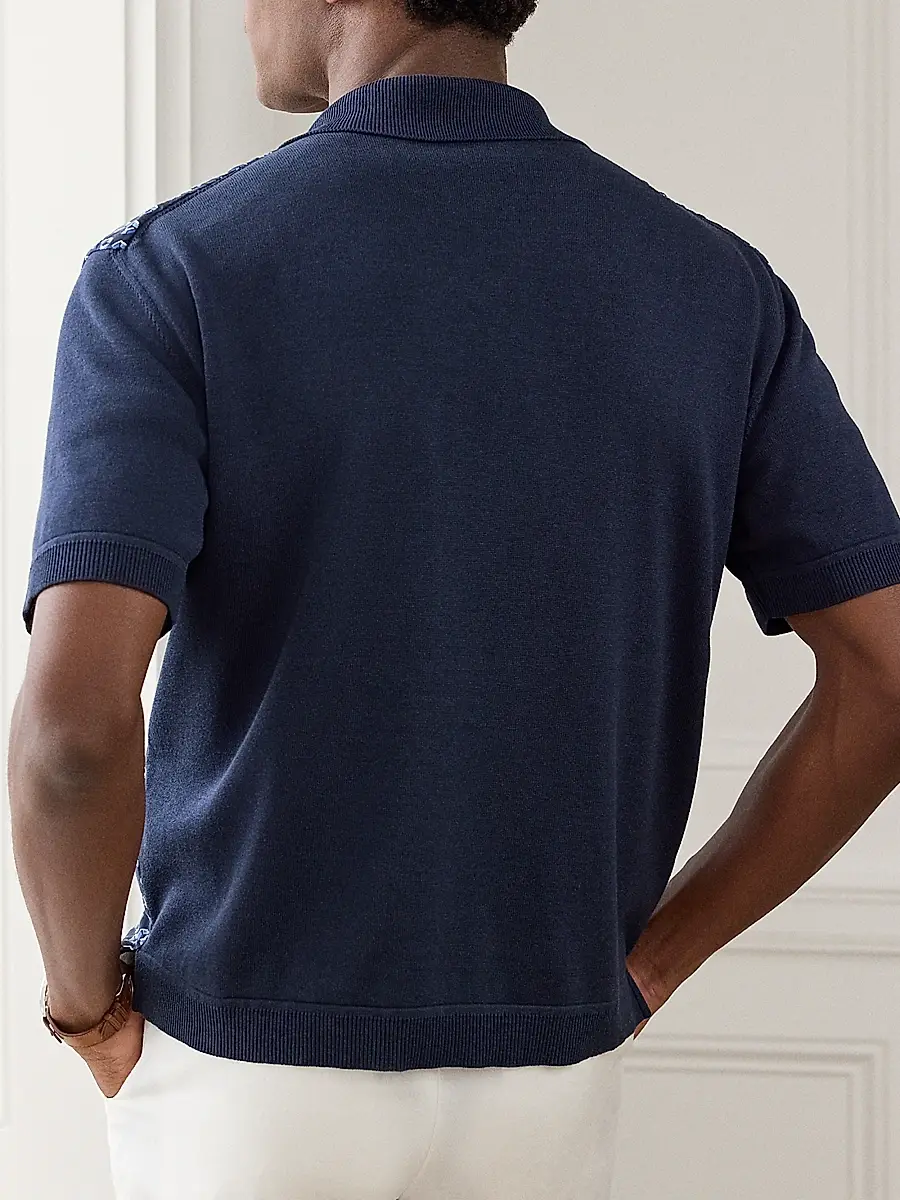 Ralph Lauren Purple Label Men's Camp-Collar Short-Sleeve Cardigan | Thumbnail 8 Ralph Lauren Purple Label Men's Camp-Collar Short-Sleeve Cardigan | Thumbnail 8
