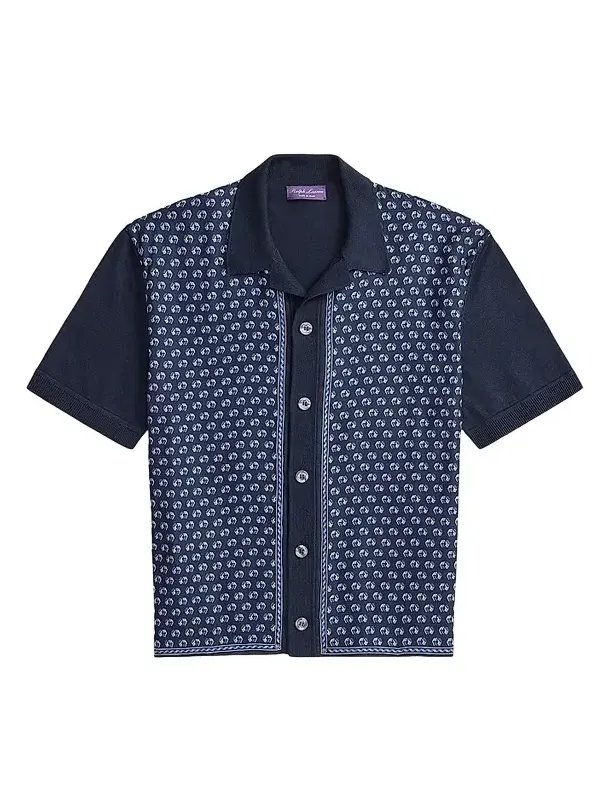 Men's Camp-Collar Short-Sleeve Cardigan Men's Camp-Collar Short-Sleeve Cardigan