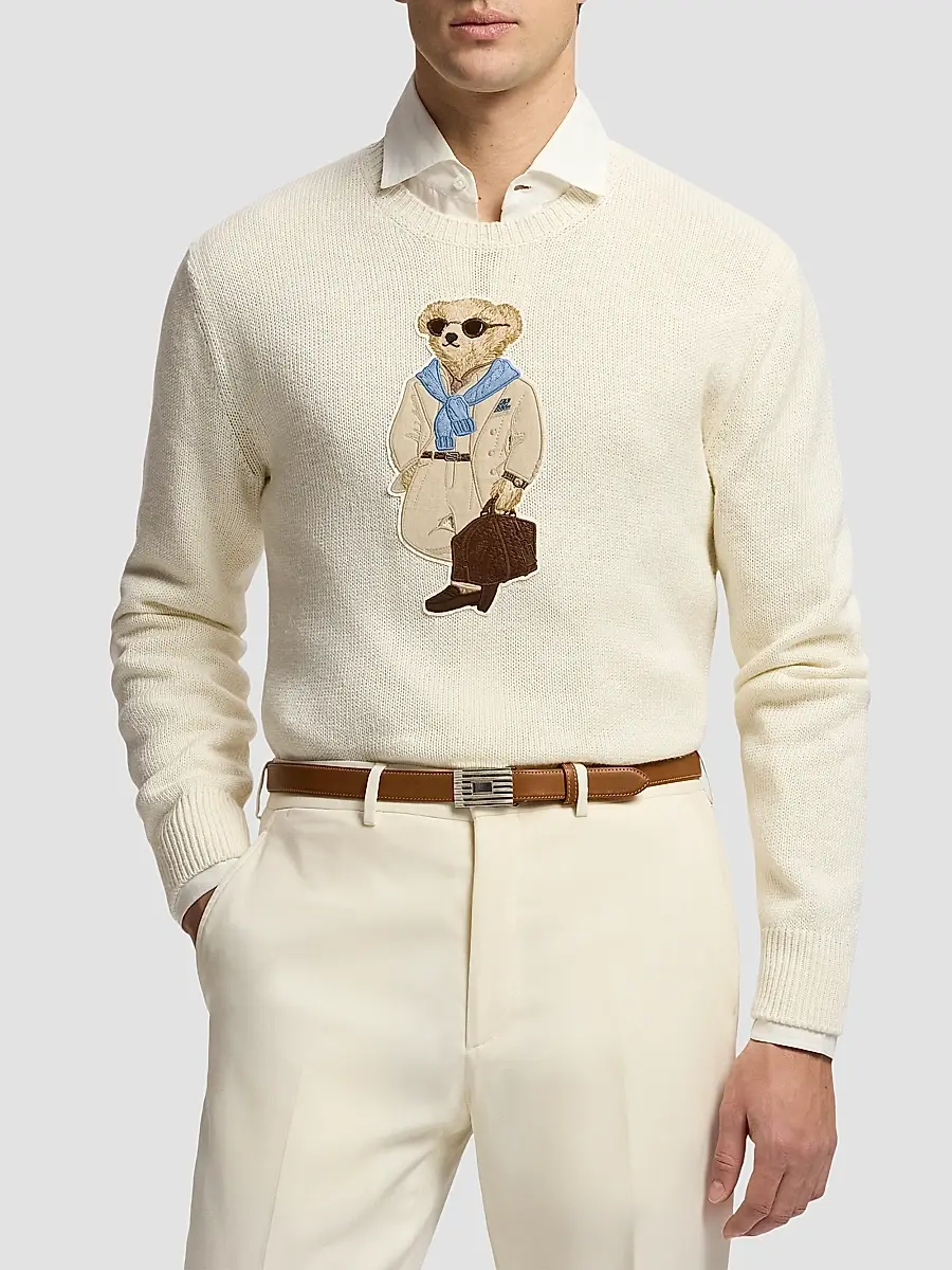 Ralph Lauren Purple Label Men's Polo Bear Silk-Linen Long-Sleeve Sweater | Thumbnail 4