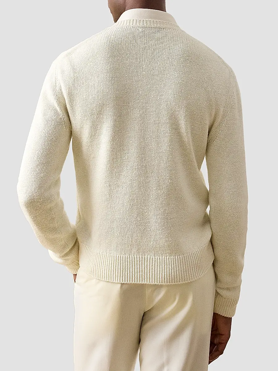 Ralph Lauren Purple Label Men's Polo Bear Silk-Linen Long-Sleeve Sweater | Thumbnail 7