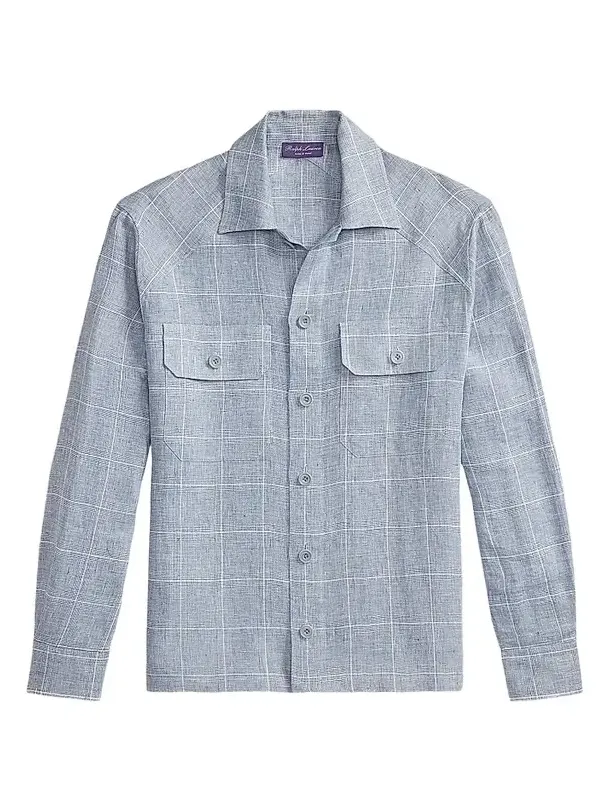 Men's Windowpane Glen Plaid Linen Sport Shirt Men's Windowpane Glen Plaid Linen Sport Shirt