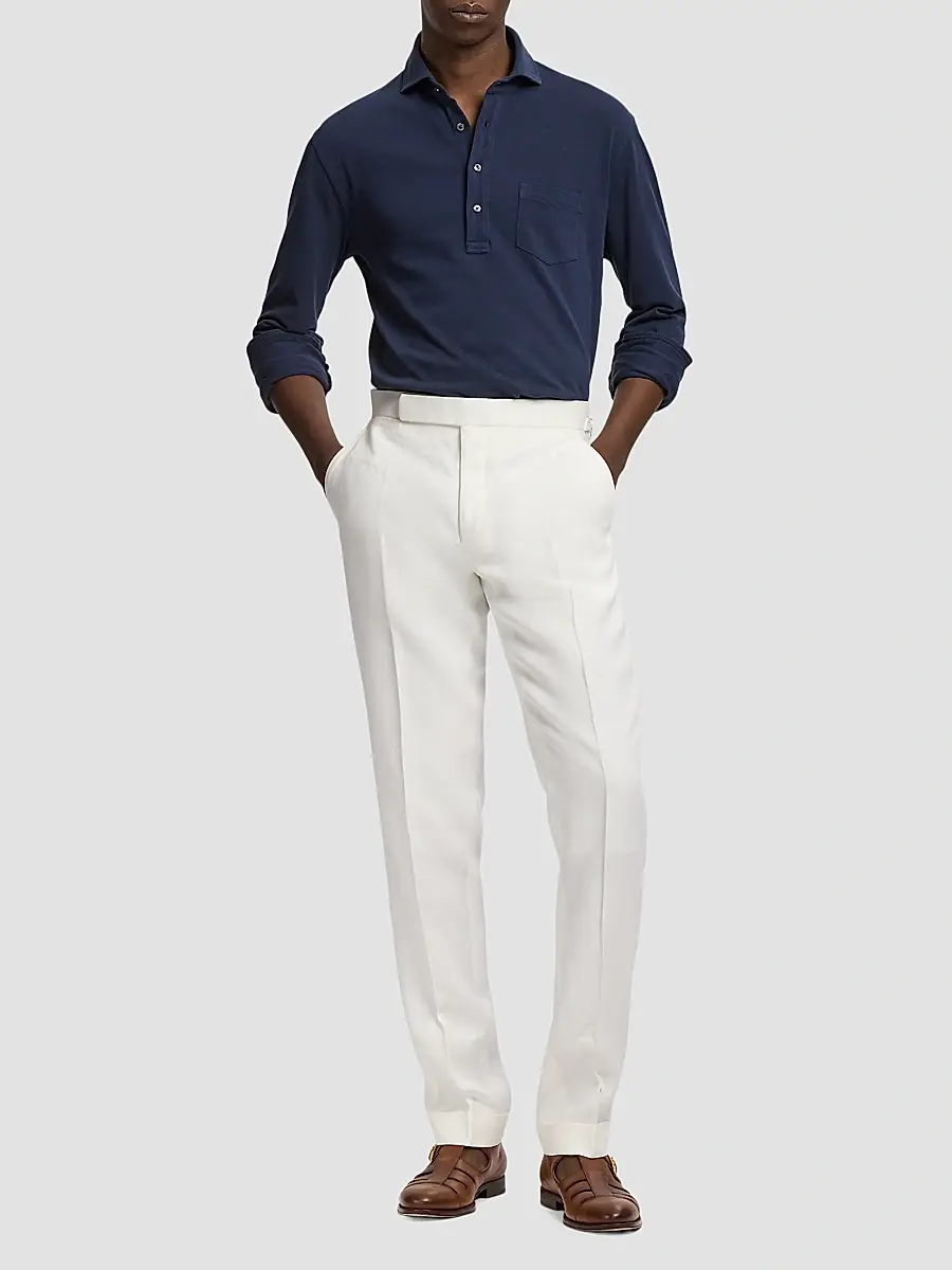 Ralph Lauren Purple Label Men's Soft Cotton Long-Sleeve Polo Shirt | Thumbnail 2