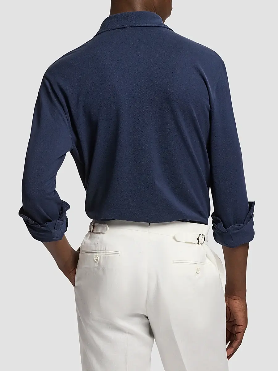 Ralph Lauren Purple Label Men's Soft Cotton Long-Sleeve Polo Shirt | Thumbnail 3