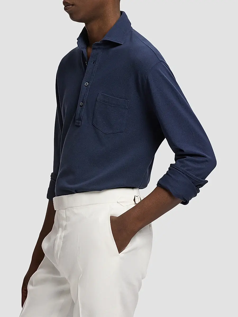 Ralph Lauren Purple Label Men's Soft Cotton Long-Sleeve Polo Shirt | Thumbnail 6