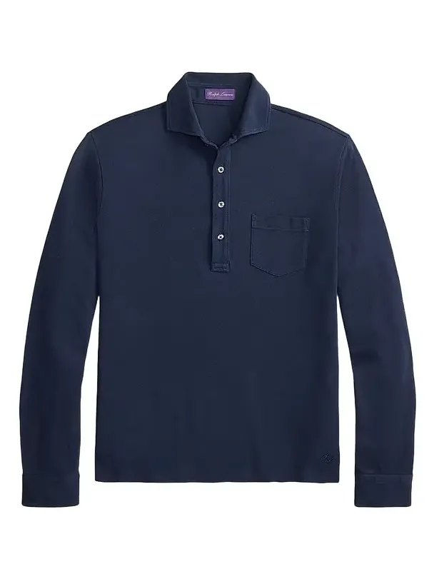 Men's Soft Cotton Long-Sleeve Polo Shirt Men's Soft Cotton Long-Sleeve Polo Shirt