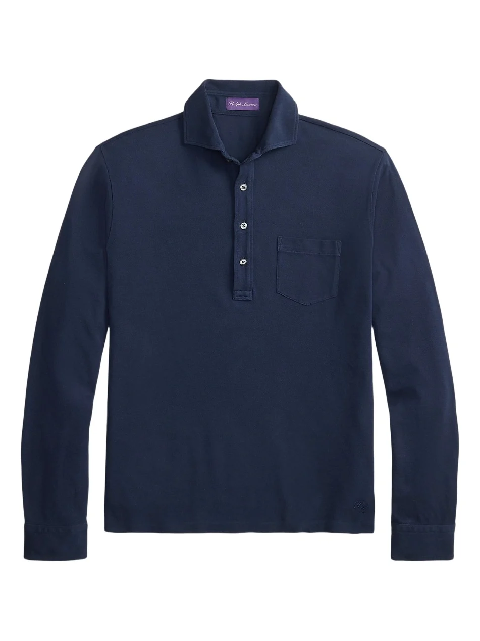 Ralph Lauren Purple Label Men's Soft Cotton Long-Sleeve Polo Shirt