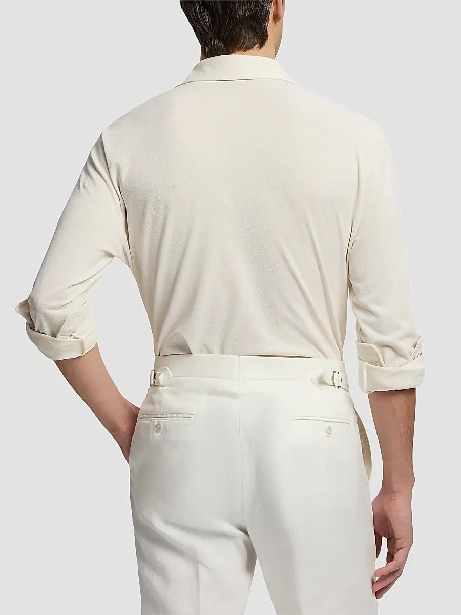 Ralph Lauren Purple Label Men's Soft Cotton Long-Sleeve Polo Shirt | Thumbnail 3 Ralph Lauren Purple Label Men's Soft Cotton Long-Sleeve Polo Shirt | Thumbnail 3