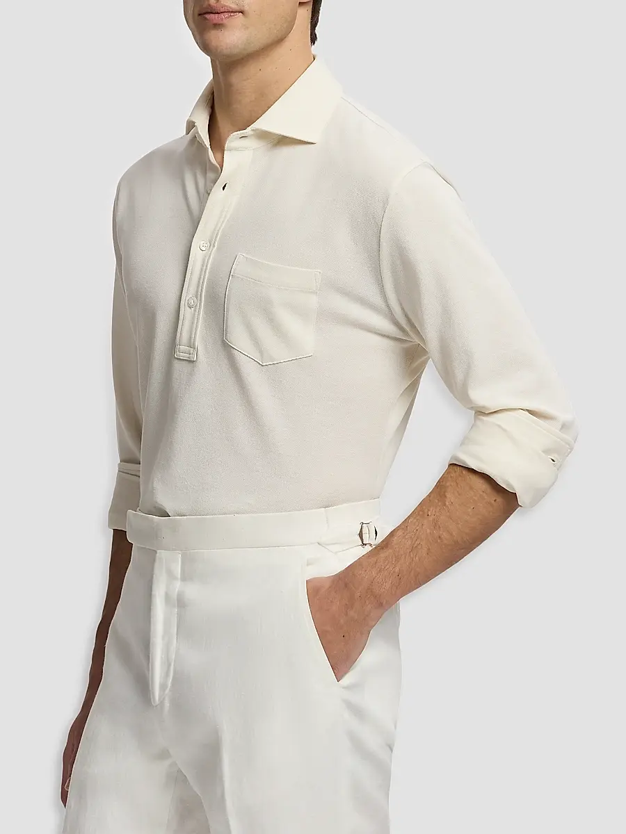 Ralph Lauren Purple Label Men's Soft Cotton Long-Sleeve Polo Shirt | Thumbnail 6 Ralph Lauren Purple Label Men's Soft Cotton Long-Sleeve Polo Shirt | Thumbnail 6