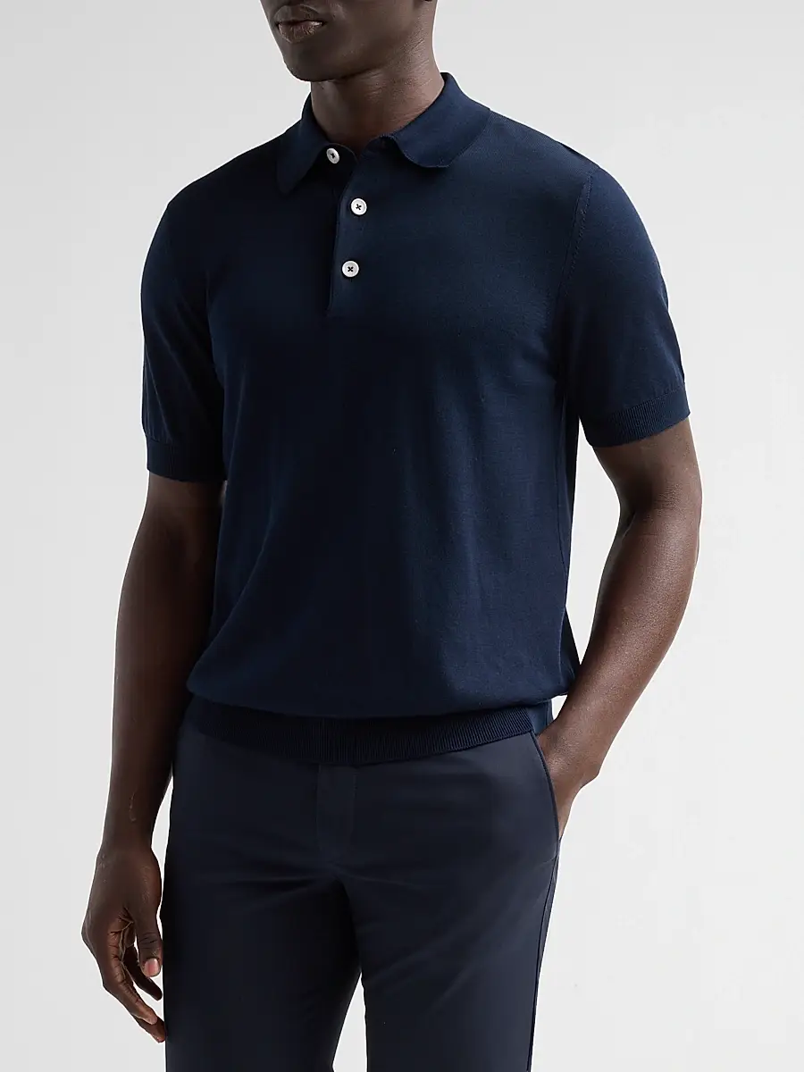 Sartorio Napoli Men's Knit Cotton Polo Shirt | Thumbnail 4 Sartorio Napoli Men's Knit Cotton Polo Shirt | Thumbnail 4
