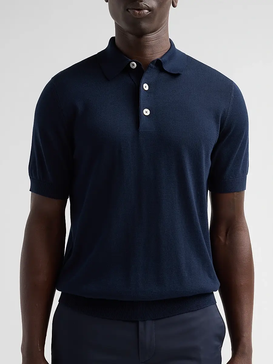 Sartorio Napoli Men's Knit Cotton Polo Shirt | Thumbnail 5 Sartorio Napoli Men's Knit Cotton Polo Shirt | Thumbnail 5