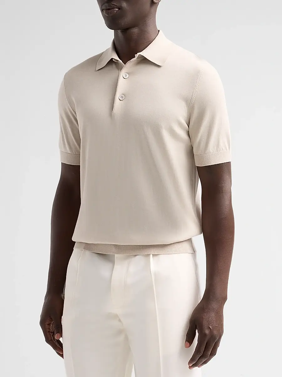 Sartorio Napoli Men's Knit Cotton Polo Shirt | Thumbnail 4 Sartorio Napoli Men's Knit Cotton Polo Shirt | Thumbnail 4