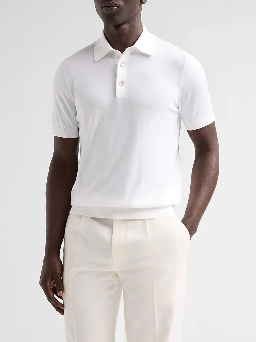Sartorio Napoli Men's Knit Cotton Polo Shirt | Thumbnail 4