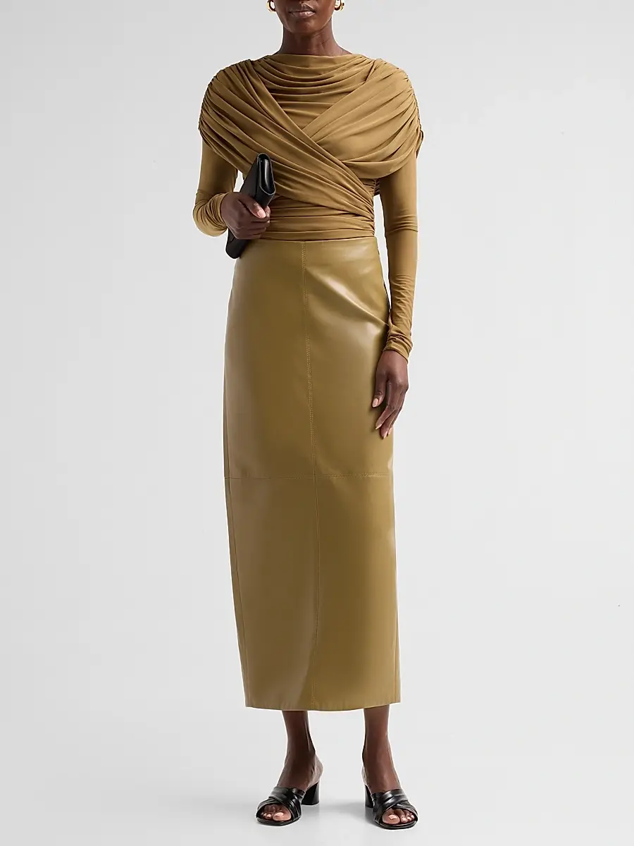 Et Ochs Women's Pierre Faux-Leather Pencil Midi Skirt | Thumbnail 2