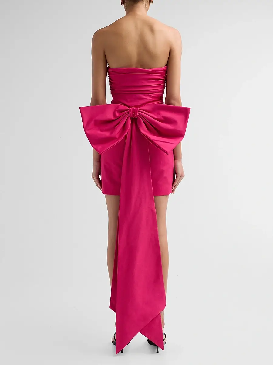 As It May Women's Zelie Strapless Bow Faille Mini Dress | Thumbnail 3
