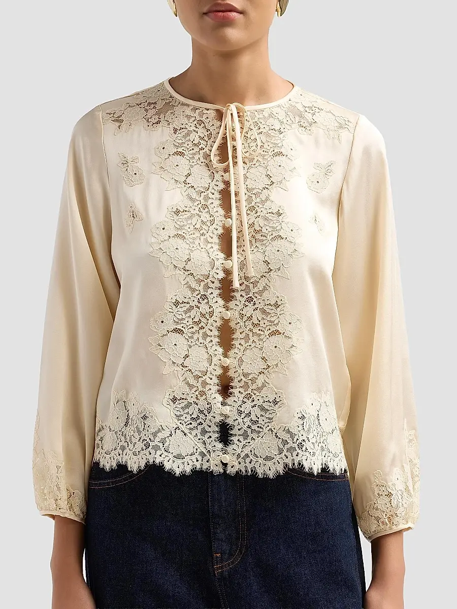 DÔEN Women's Lucine Lace-Trim Silk Blouse | Thumbnail 5 DÔEN Women's Lucine Lace-Trim Silk Blouse | Thumbnail 5