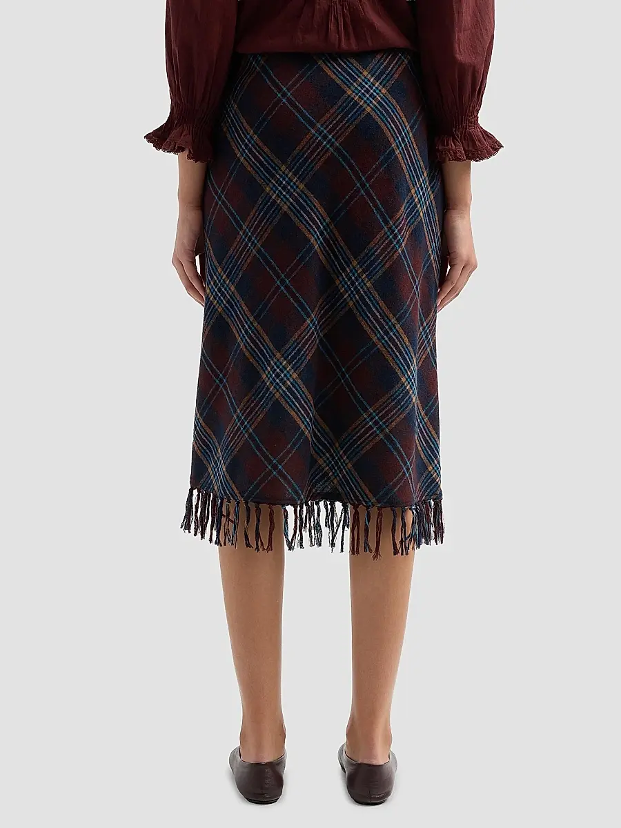 DÔEN Women's Elowette Knotted Fringe Midi Skirt | Thumbnail 3
