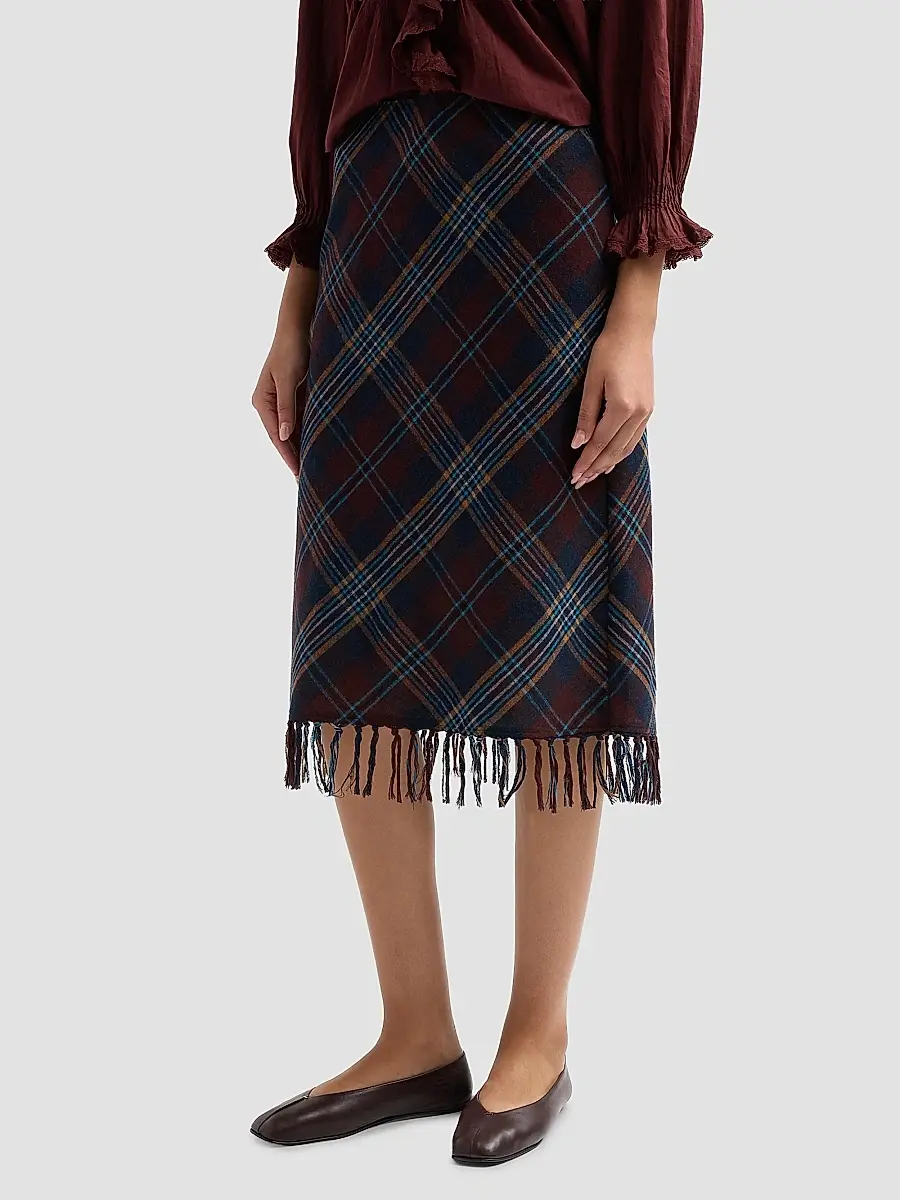 DÔEN Women's Elowette Knotted Fringe Midi Skirt | Thumbnail 4