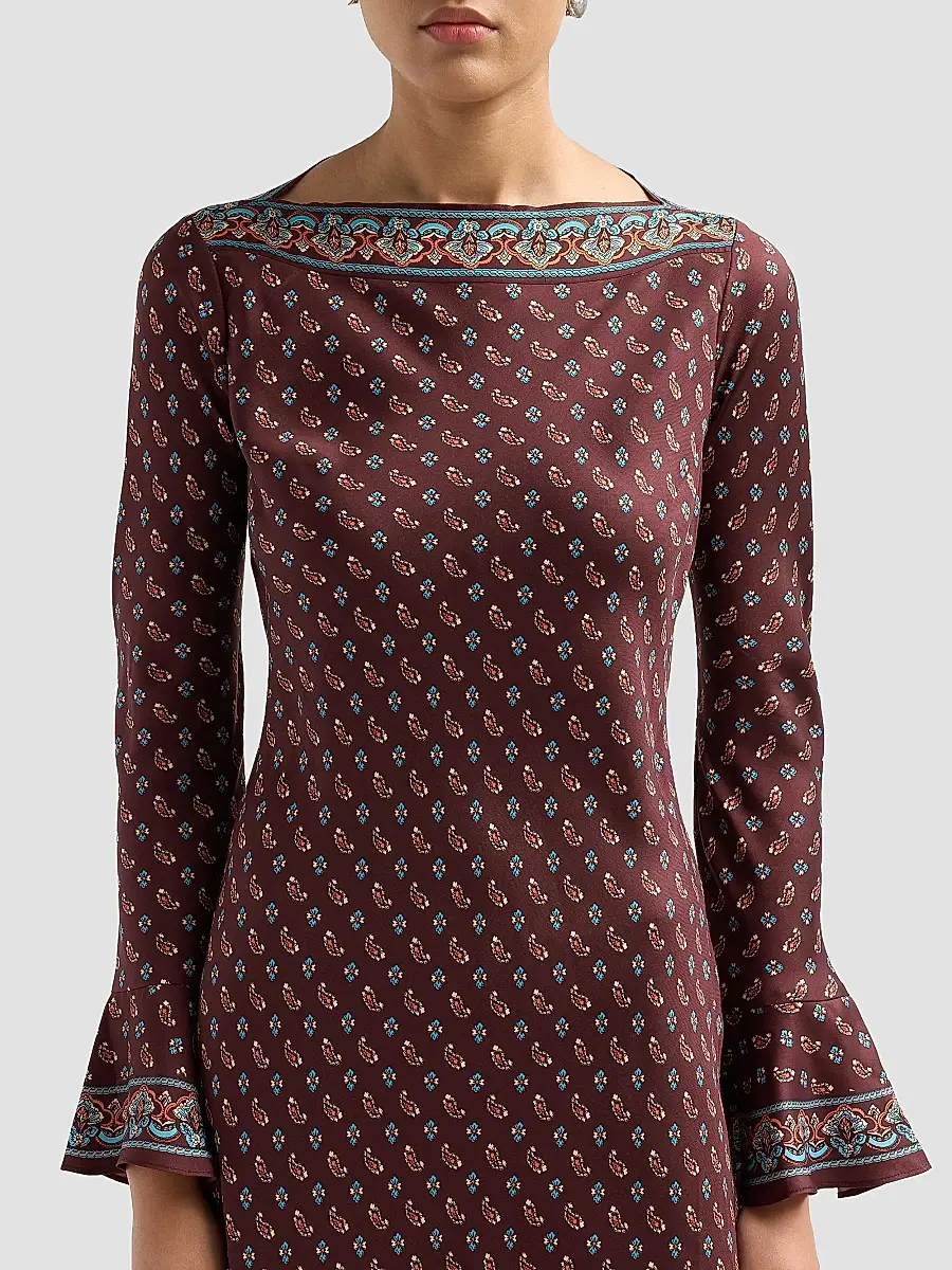 DÔEN Women's Davina Paisley Silk Bias-Cut Maxi Dress | Thumbnail 5