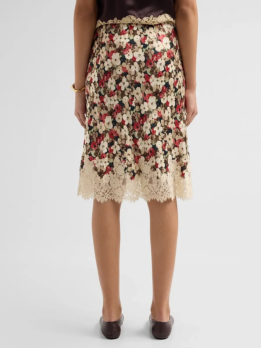 DÔEN Women's Elowette Lace-Trim Silk Skirt | Thumbnail 3 DÔEN Women's Elowette Lace-Trim Silk Skirt | Thumbnail 3