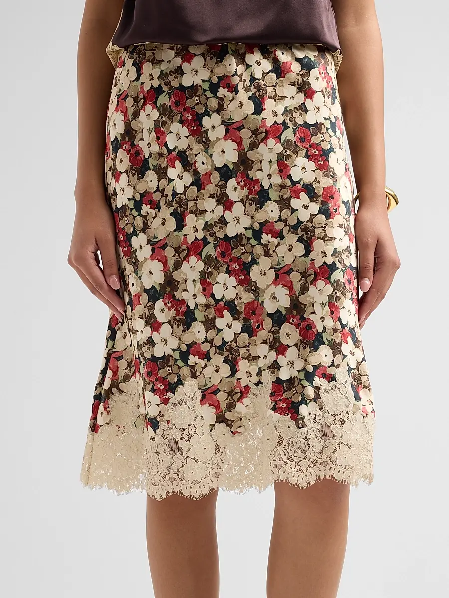 DÔEN Women's Elowette Lace-Trim Silk Skirt | Thumbnail 5 DÔEN Women's Elowette Lace-Trim Silk Skirt | Thumbnail 5