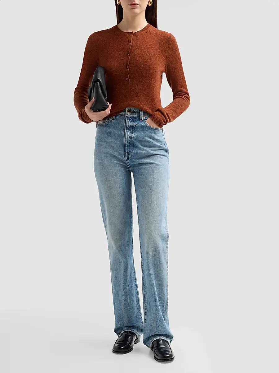 DÔEN Women's Heath Cashmere Henley Sweater | Thumbnail 2