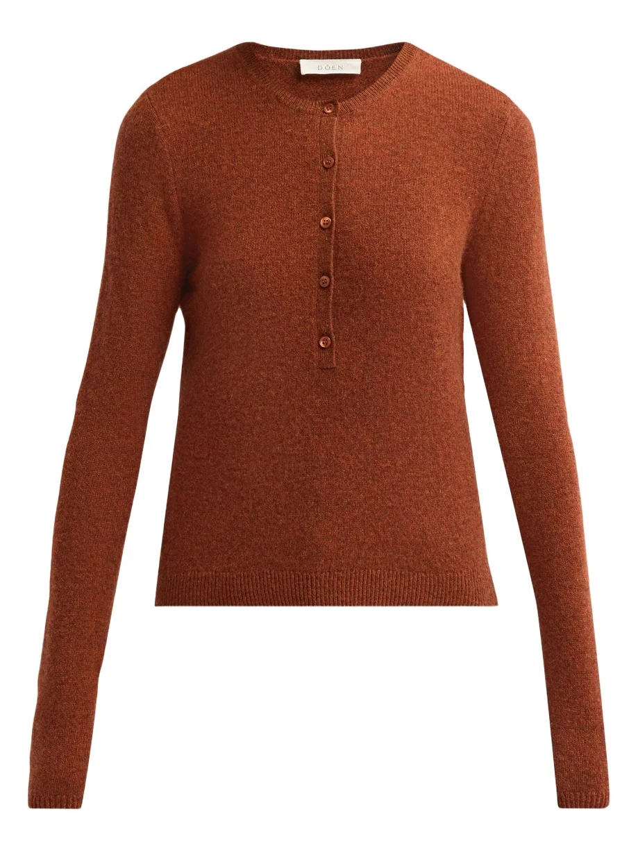 DÔEN Women's Heath Cashmere Henley Sweater