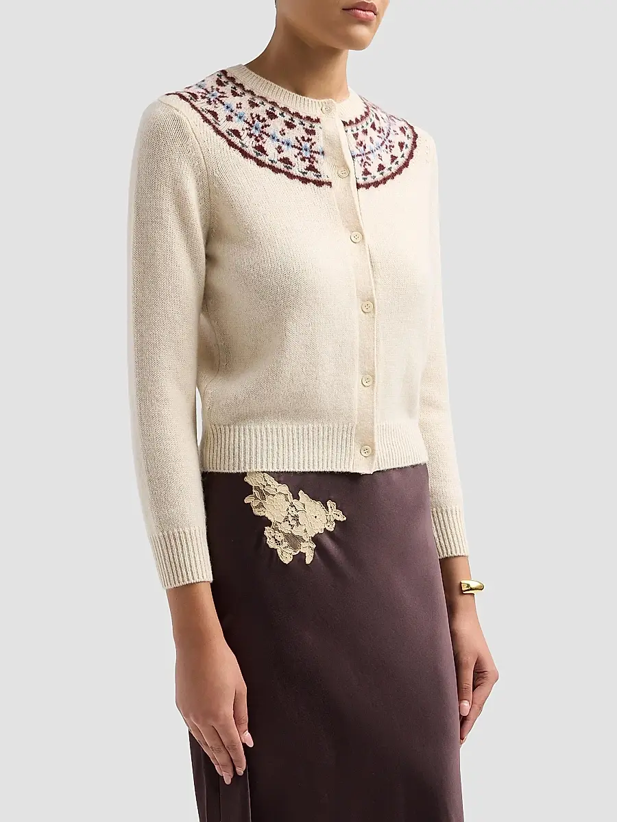DÔEN Women's Olympe Fair Isle-Inspired Cashmere Cardigan | Thumbnail 4 DÔEN Women's Olympe Fair Isle-Inspired Cashmere Cardigan | Thumbnail 4