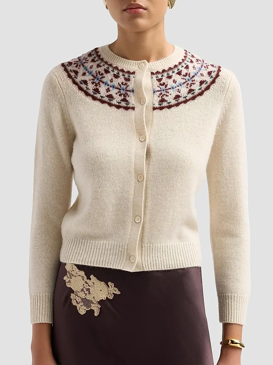 DÔEN Women's Olympe Fair Isle-Inspired Cashmere Cardigan | Thumbnail 5 DÔEN Women's Olympe Fair Isle-Inspired Cashmere Cardigan | Thumbnail 5
