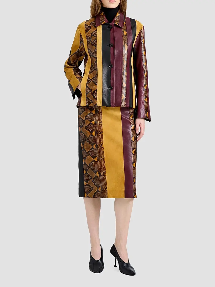Proenza Schouler Women's Sirine Pieced Leather Knee-Length Skirt | Thumbnail 2