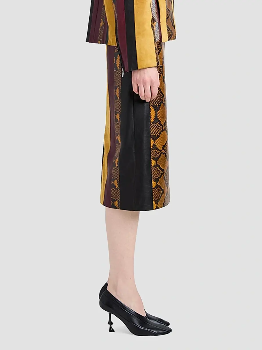 Proenza Schouler Women's Sirine Pieced Leather Knee-Length Skirt | Thumbnail 4