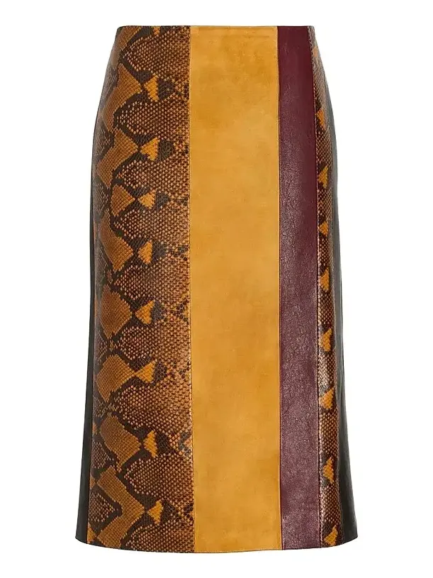 Women's Sirine Pieced Leather Knee-Length Skirt Women's Sirine Pieced Leather Knee-Length Skirt