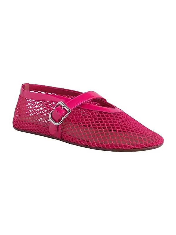 Alaïa Women's Ballerina Strap Fishnet Flats