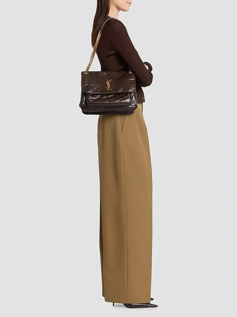 Saint Laurent Women's Niki Medium Shoulder Bag in Vintage Leather - Arabica | Thumbnail 2