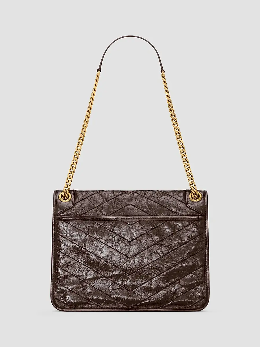 Saint Laurent Women's Niki Medium Shoulder Bag in Vintage Leather - Arabica | Thumbnail 4