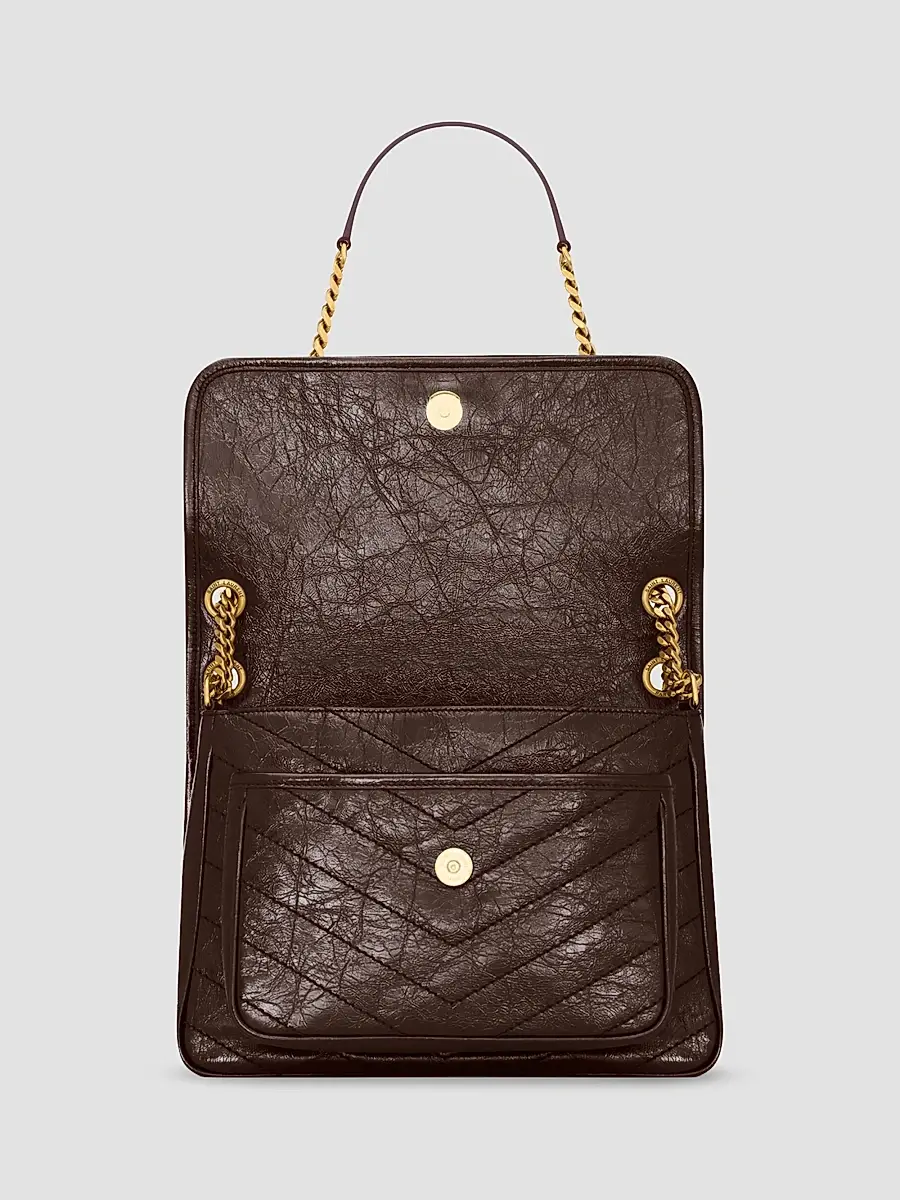 Saint Laurent Women's Niki Medium Shoulder Bag in Vintage Leather - Arabica | Thumbnail 5