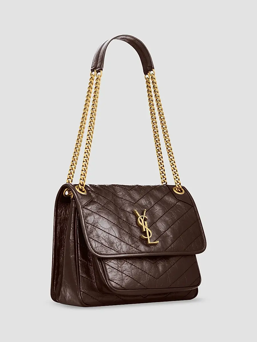 Saint Laurent Women's Niki Medium Shoulder Bag in Vintage Leather - Arabica | Thumbnail 8