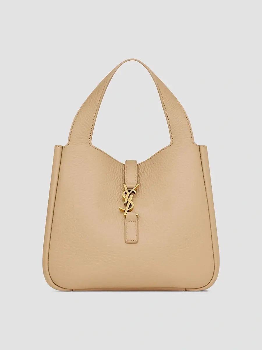Saint Laurent Women's Le 5 À 7 Baby Bea Top Handle Bag in Grained Leather - Clear Beige | Thumbnail 4