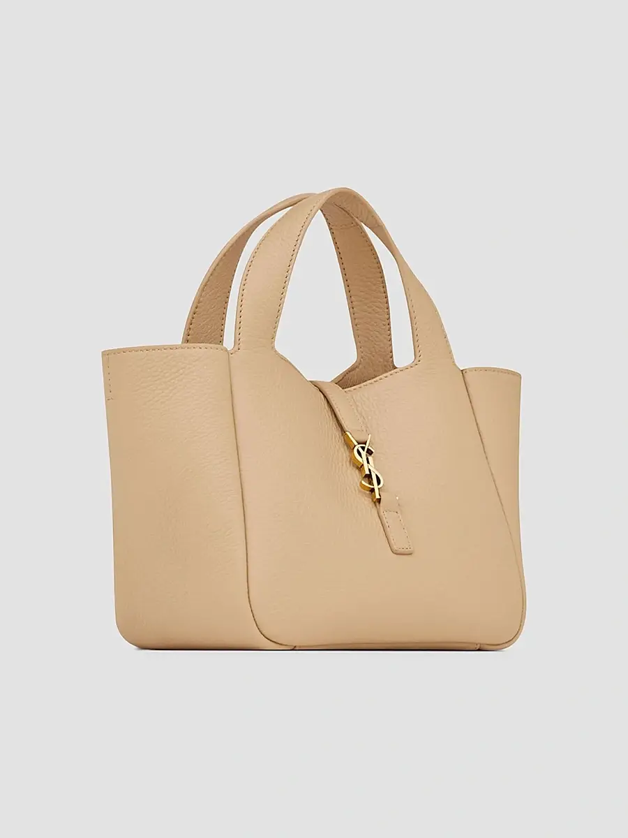 Saint Laurent Women's Le 5 À 7 Baby Bea Top Handle Bag in Grained Leather - Clear Beige | Thumbnail 7