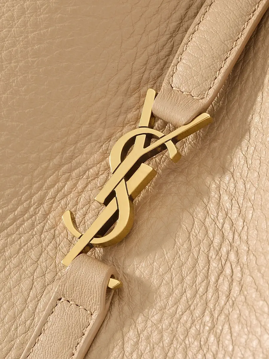Saint Laurent Women's Le 5 À 7 Baby Bea Top Handle Bag in Grained Leather - Clear Beige | Thumbnail 8