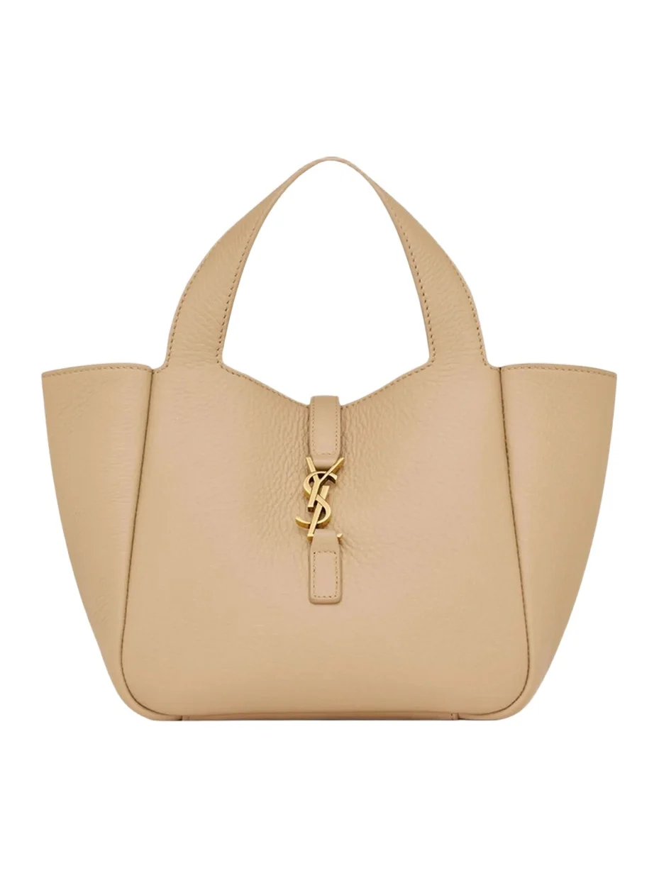 Saint Laurent Women's Le 5 À 7 Baby Bea Top Handle Bag in Grained Leather - Clear Beige
