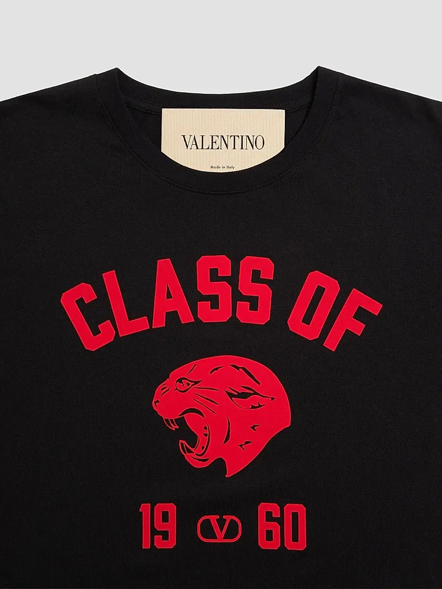 Valentino Men's Cotton T-Shirt with Panther Print - Black Red | Thumbnail 7 Valentino Men's Cotton T-Shirt with Panther Print - Black Red | Thumbnail 7
